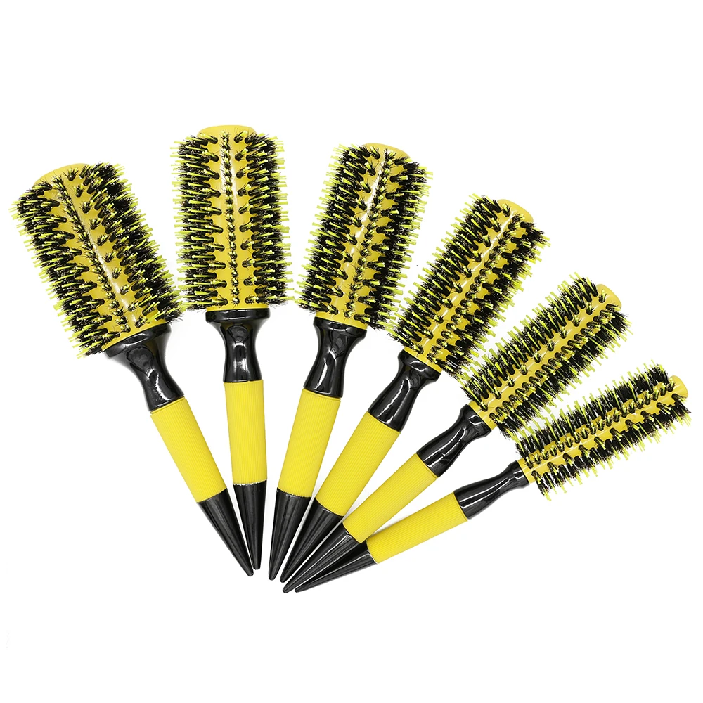 6 Sizes Aluminum Tube Hair Curling Comb Bristle Nylon Needle Hair Round Brush Point Tail Rolling Comb Hairdresser Styling Tools