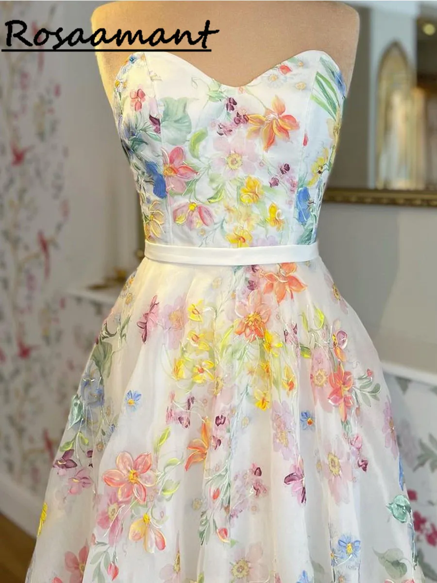 2023 Print Flower Wedding Dress Lace Backless Bridal Gown robe de soirée de mariage Elegant With Detached Sleeves