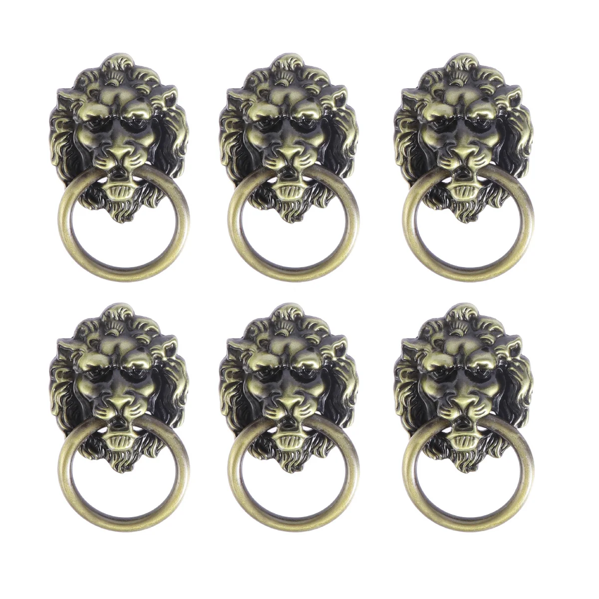 

6 Pcs Lion Head Handle Cabinet Handles Knobs Drawer Kitchen Cupboard Accessories Bronze Hardware