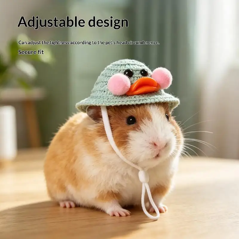 Niedliche kleine Häkelmütze für Haustiere, Mini-Haustier-Hamster-Papagei-Chipmunk-Kopfbedeckung für Hamster, Meerschweinchen, kleine Haustier-Deko-Accessoires – Detail 4