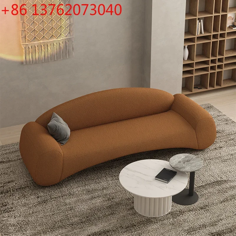 Nordic simple light luxury special-shaped small apartment designer lamb wool fabric sofa