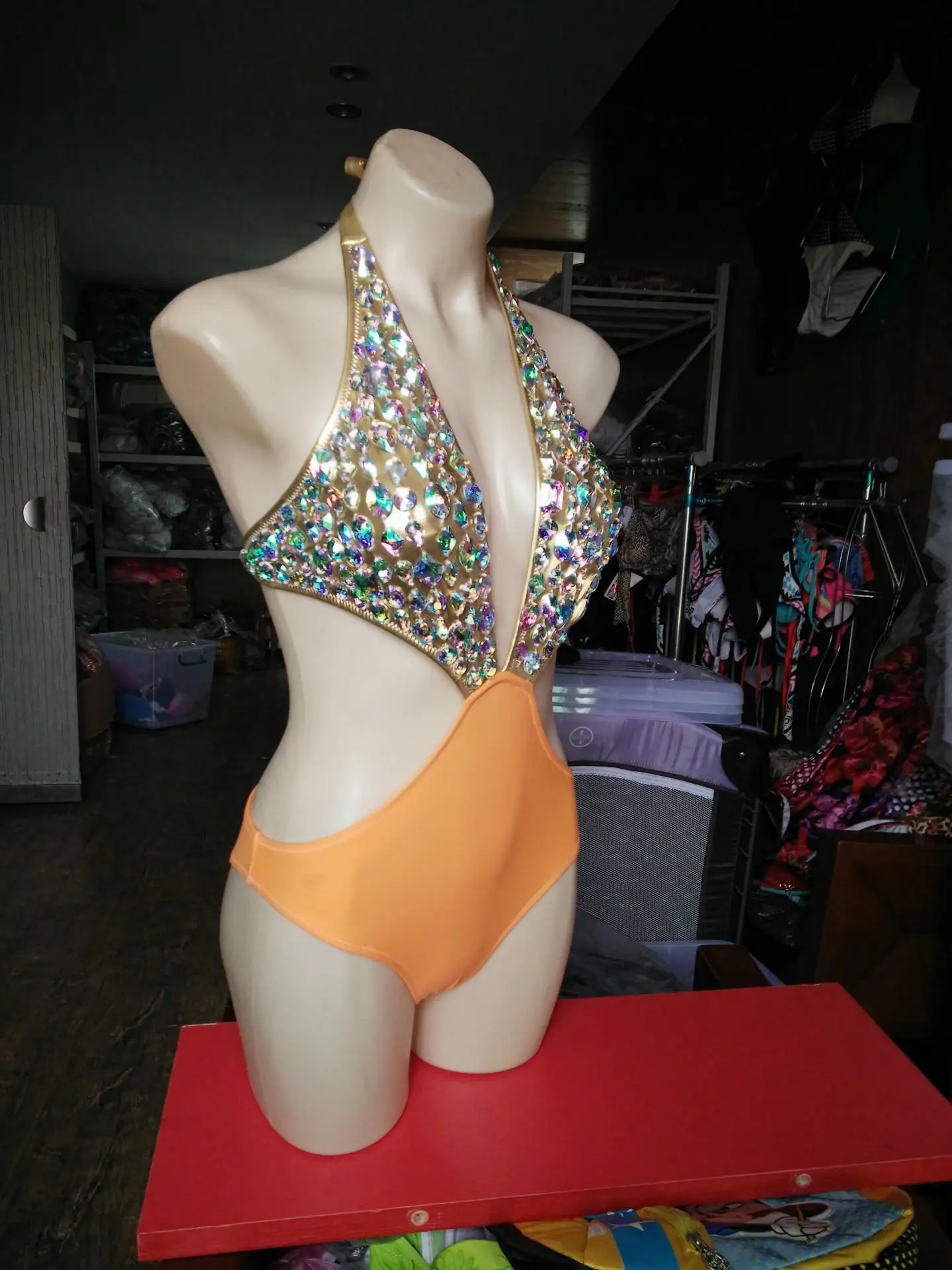 2018 New Sexy Swimsuit, Hand Sewn Diamond One-Piece Bikini