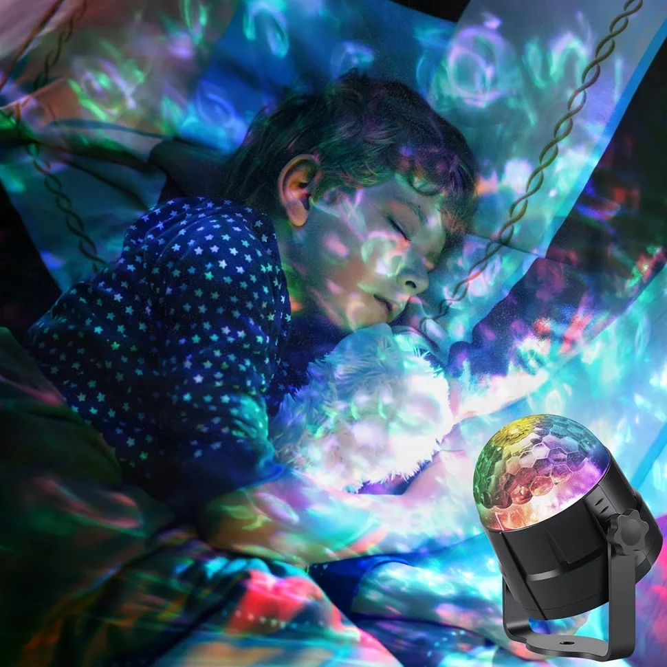 LED Water Ocean Pattern Projector Light Starry Sky 7 Colors Pattern Family Children's Room Party Christmas Decoration