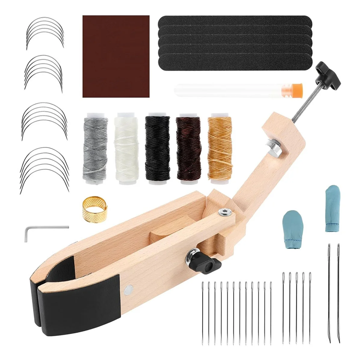 سريع! خياطة جلدية، مشبك حصان لسطح المكتب الصلب، مشبك خشبي من الجلد بخياطة متعددة الاستخدامات مع مقبض للحرف اليدوية