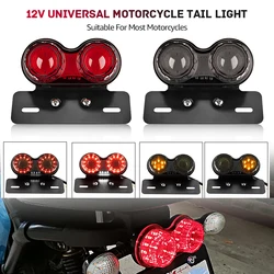 Luz trasera de freno Universal para motocicleta, luces de señal con soporte de matrícula, lámpara trasera integrada, 12V