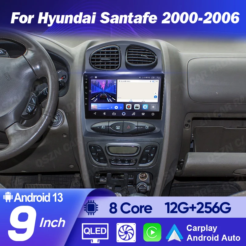 QSZN Radio de coche para Hyundai Santa Fe 2000 -2006 HAWTAI Santa fe 2006-2015/JAC S1 2007 -2013 Android Carplay Auto Multimedia Video