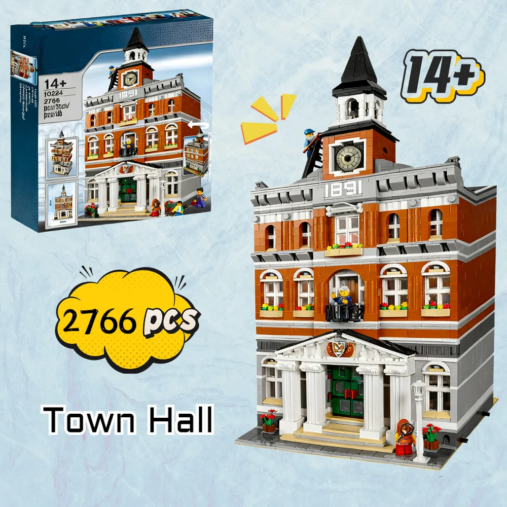 

2766 шт. бестселлер City Street View Series Town Hall, совместимые 10224 15003, кирпичи, строительные блоки, образовательные игрушки, подарки