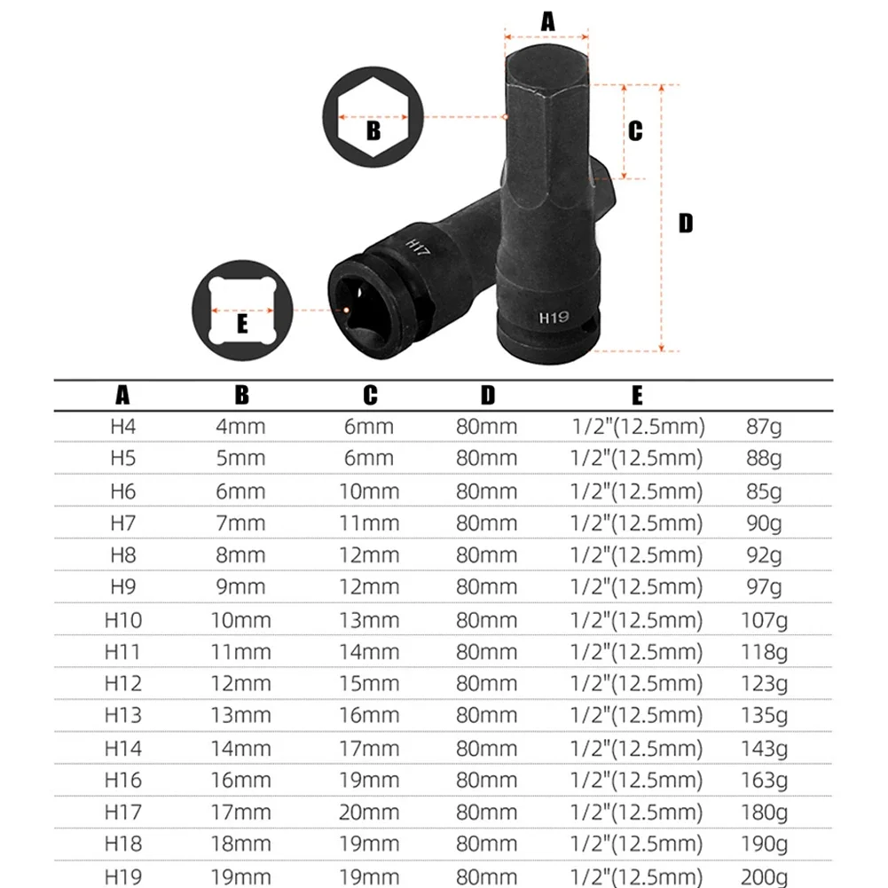 1pc 1/2\'\' Electric Drill Socket Adapter Screwdriver Hex Bit Hexagon Hex Head Wrench Socket Adapter For Wrench Tool