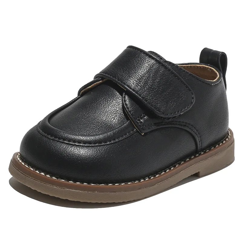 Zapatos informales clásicos de cuero esmerilado para niños, mocasines suaves, planos, cómodos para conducir, mocasines con cordones