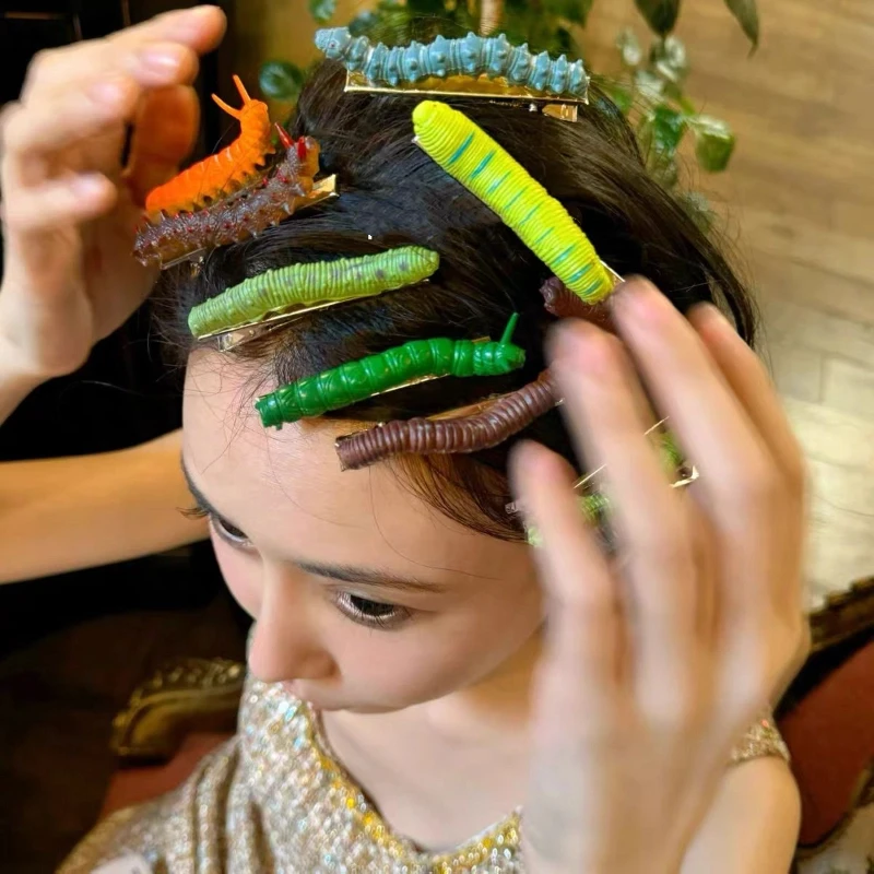 

Halloween Caterpillar Hair Clip Horror Non Mainstream Creative Feature Hair Clip Parody Small Bug Niche Hair Clip Birthday Gift
