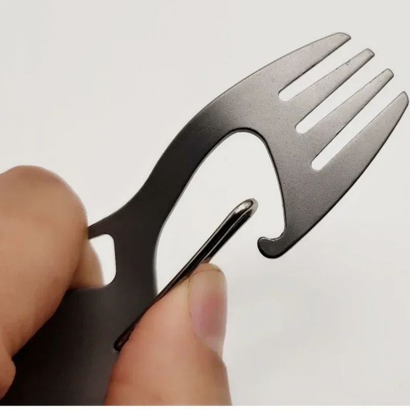 Multi functional pure titanium dual-use fork spoon, light titanium alloy spoon outdoor camping tableware spoon 1PC
