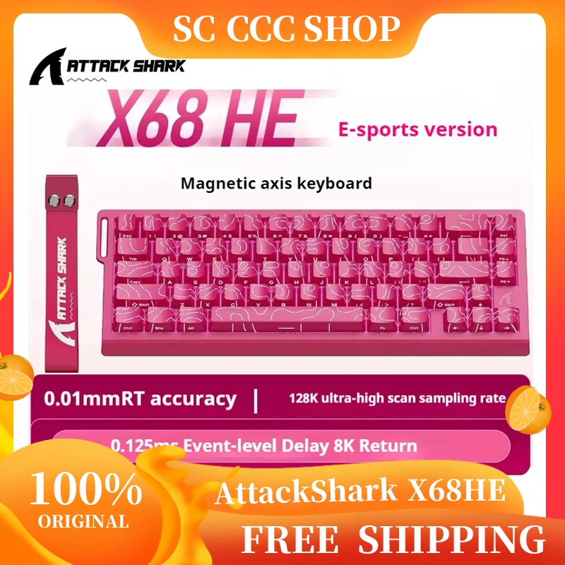 

Attack Shark X68HE Magnetic Axis Mechanical Keyboard Contour Side Carving Wired RGB Esports Rt Adjustable Game Keyboards Gifts