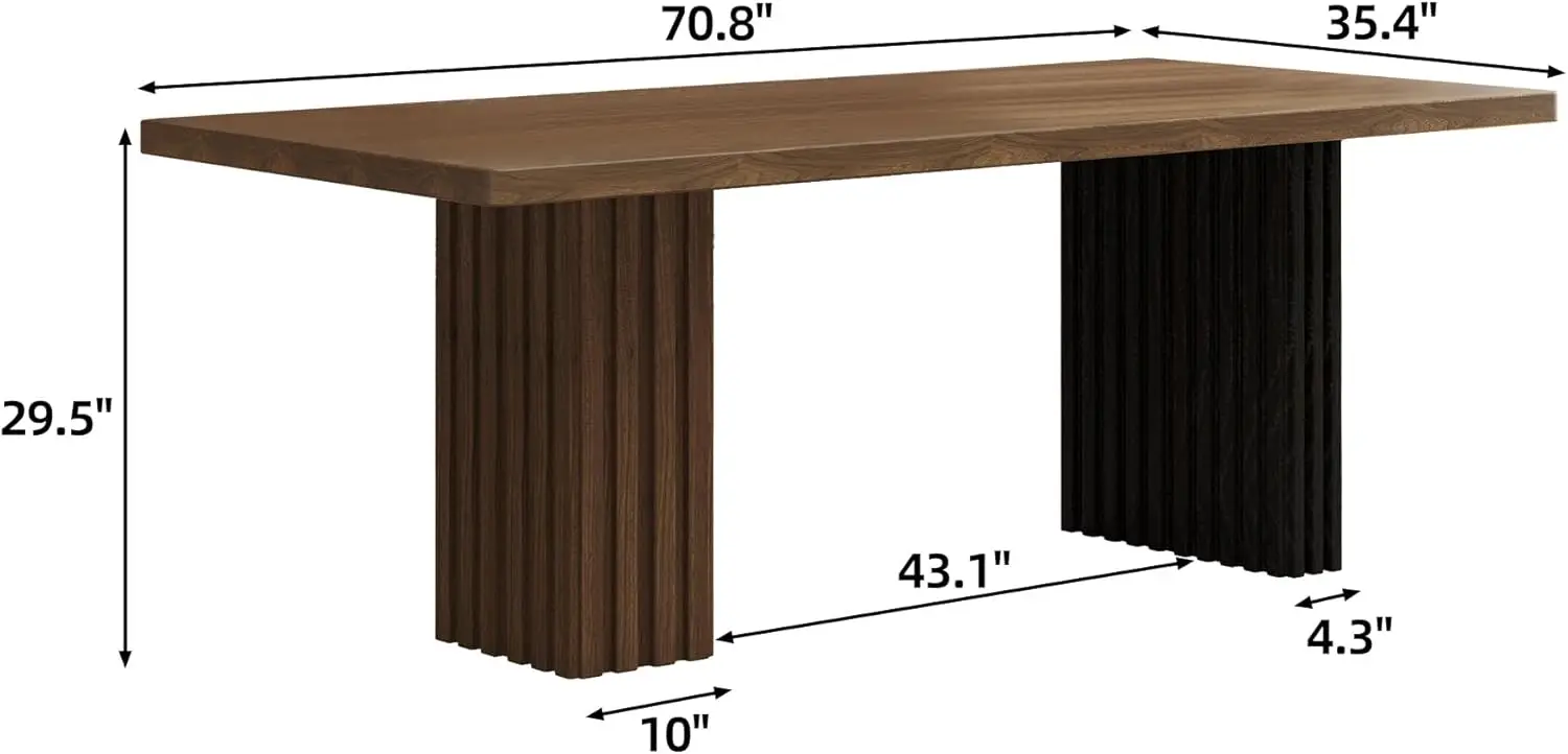 70.8" Modern Executive Office Desk, Rectangular Workstation with Heavy-Duty Double Pedestal, Wood Grain Finish, for Office