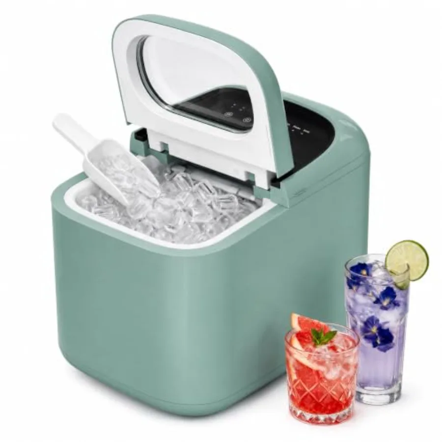 Ice Maker Countertop, Ice Maker with Soft Chewable Bullet-Shaped ice 33 lbs per Day, Self-Cleaning and LED Indicator, For Home,