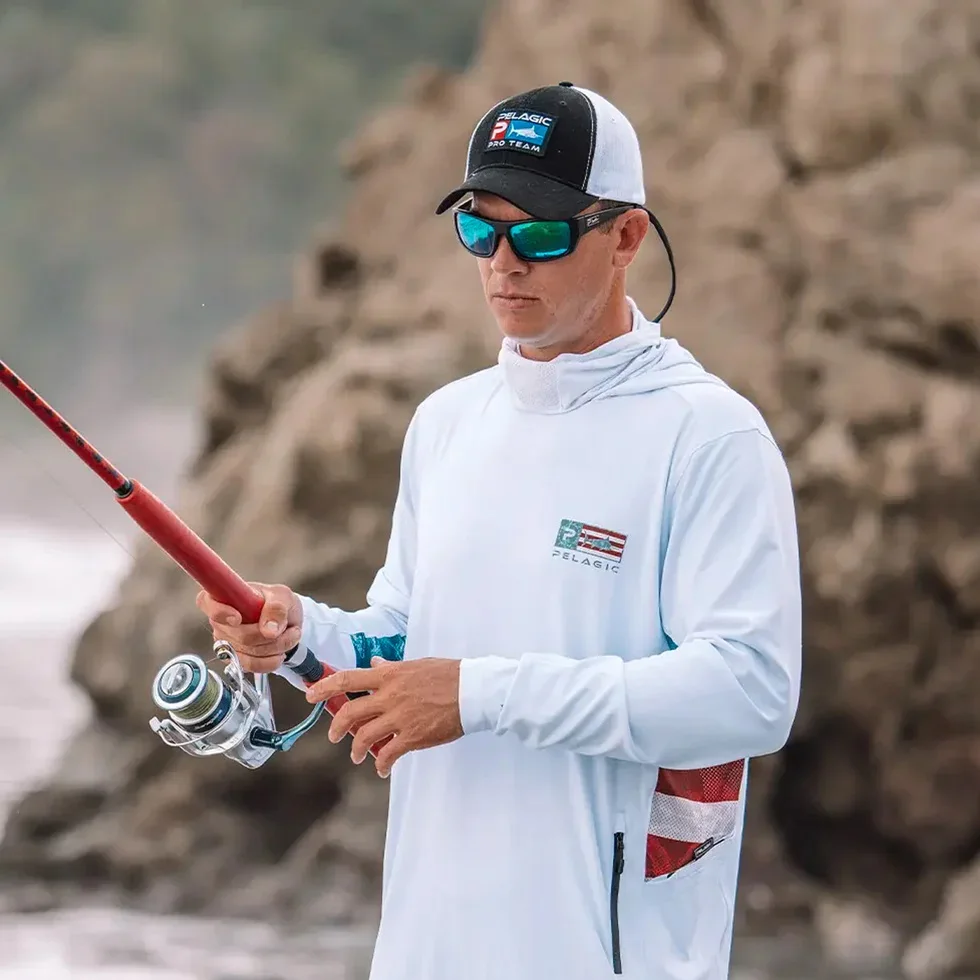 

Pelagc Men's Fishing Clothing UPF50 Sun Protection Professional Sea Fishing Outdoors Mountain Climbing Hoodie Slightly Defective
