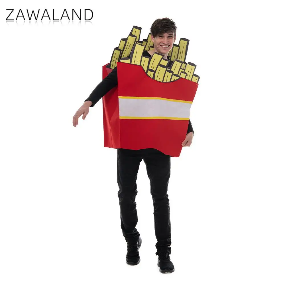 Zawaland Cosplay French Fries Costume Man Carnival Funny School Activity Clothes Adult Holiday Party Onesie Stage Performance