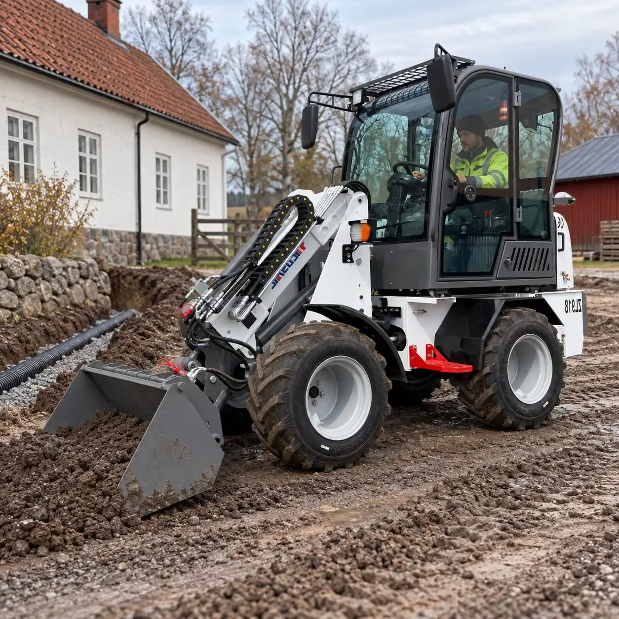 ZL918 Small Telescopic Wheel Loader 0.4m3 Bucket 30 Degree Gradeability Diesel Loader for Uneven Ground and Farm Work
