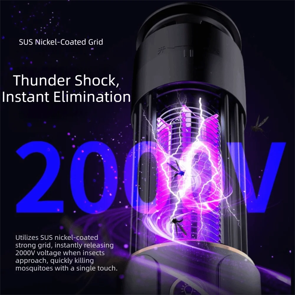 壁掛け式電気蚊取りランプ-usb充電-物理的電気ショック-電気ショック蚊取り器-タイミング機能付き