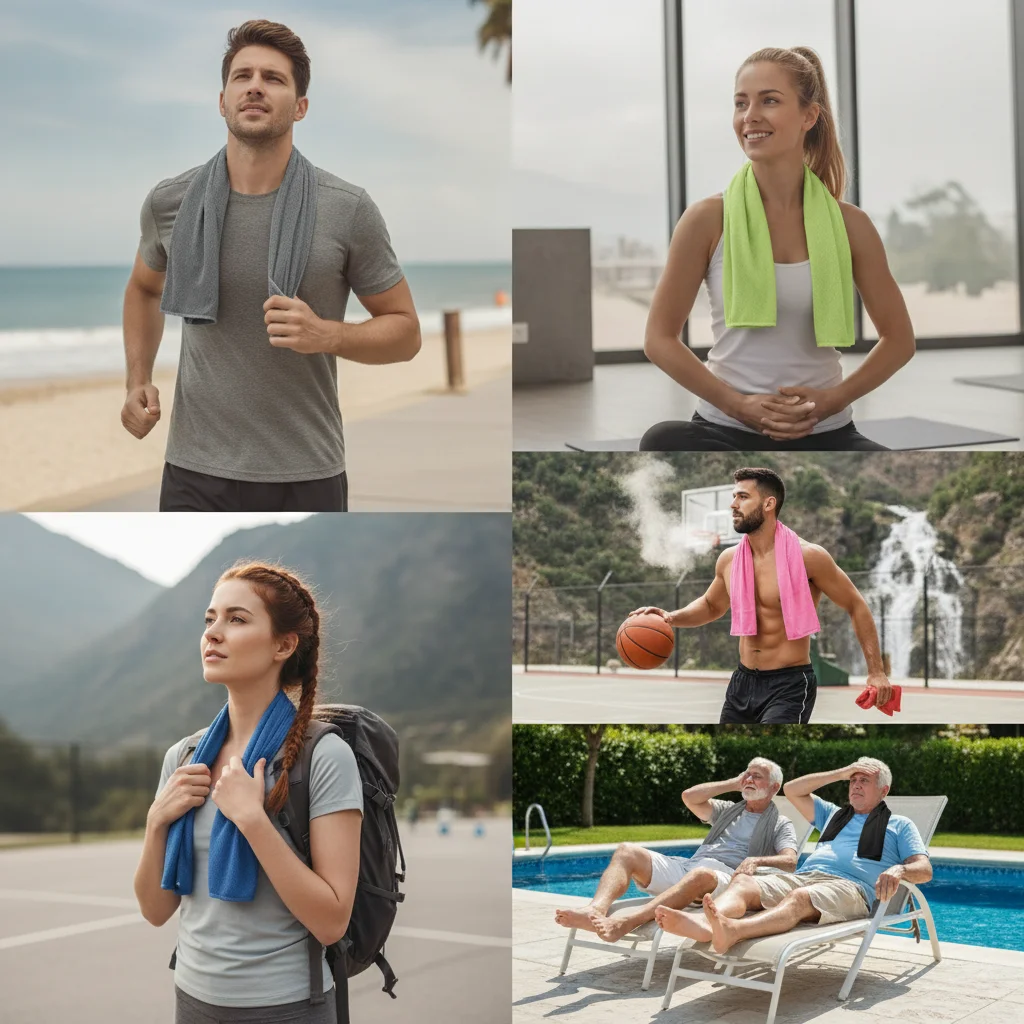 Portable Quick‑Dry Sports Towel 30x80cm Lightweight Microfiber Towel with Carry Case Carabiner for Travel Hiking Camping Gym Fit