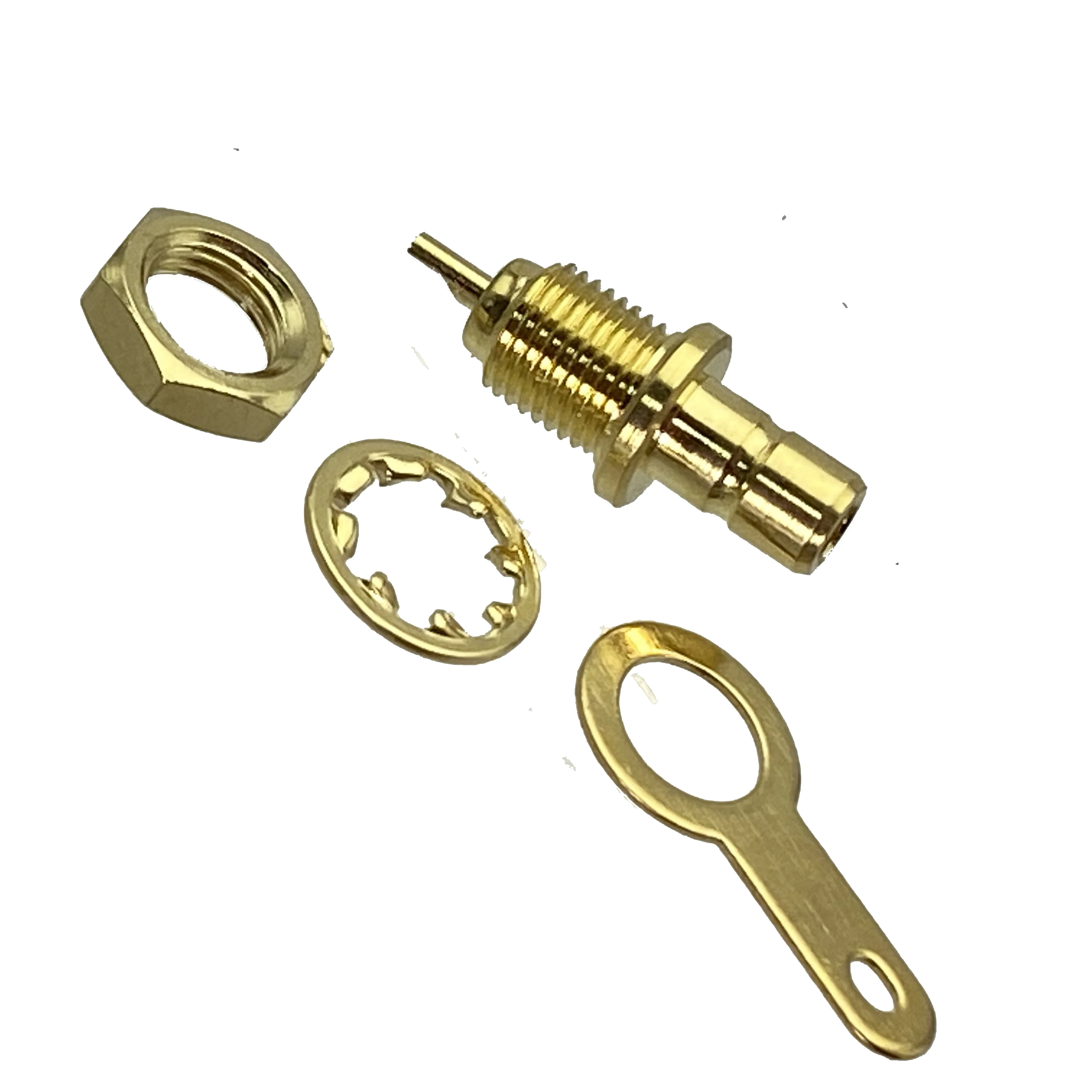 موصل قابس ذكر SMB ، صامولة حاجز ، حامل لوحة لحام ، محول محوري RF ، محطة سلك مستقيمة 50Ohm ، جديد ، 1