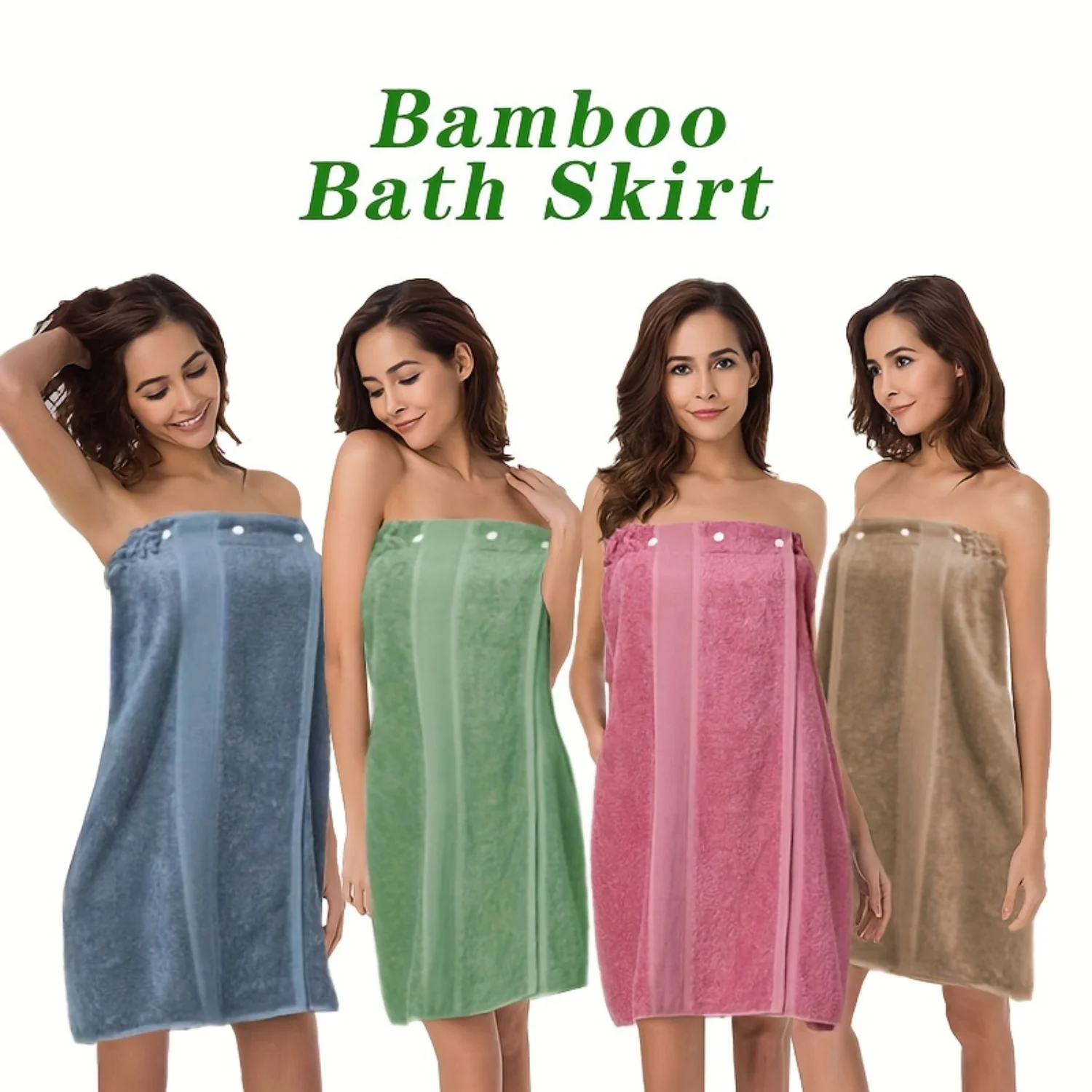 1pc Women's Wearable Bath Towel, Bamboo Fiber Bath Skirt For Adults, Absorbent Adjustable Bath Shower Robe, Bath Wrap Towel For 