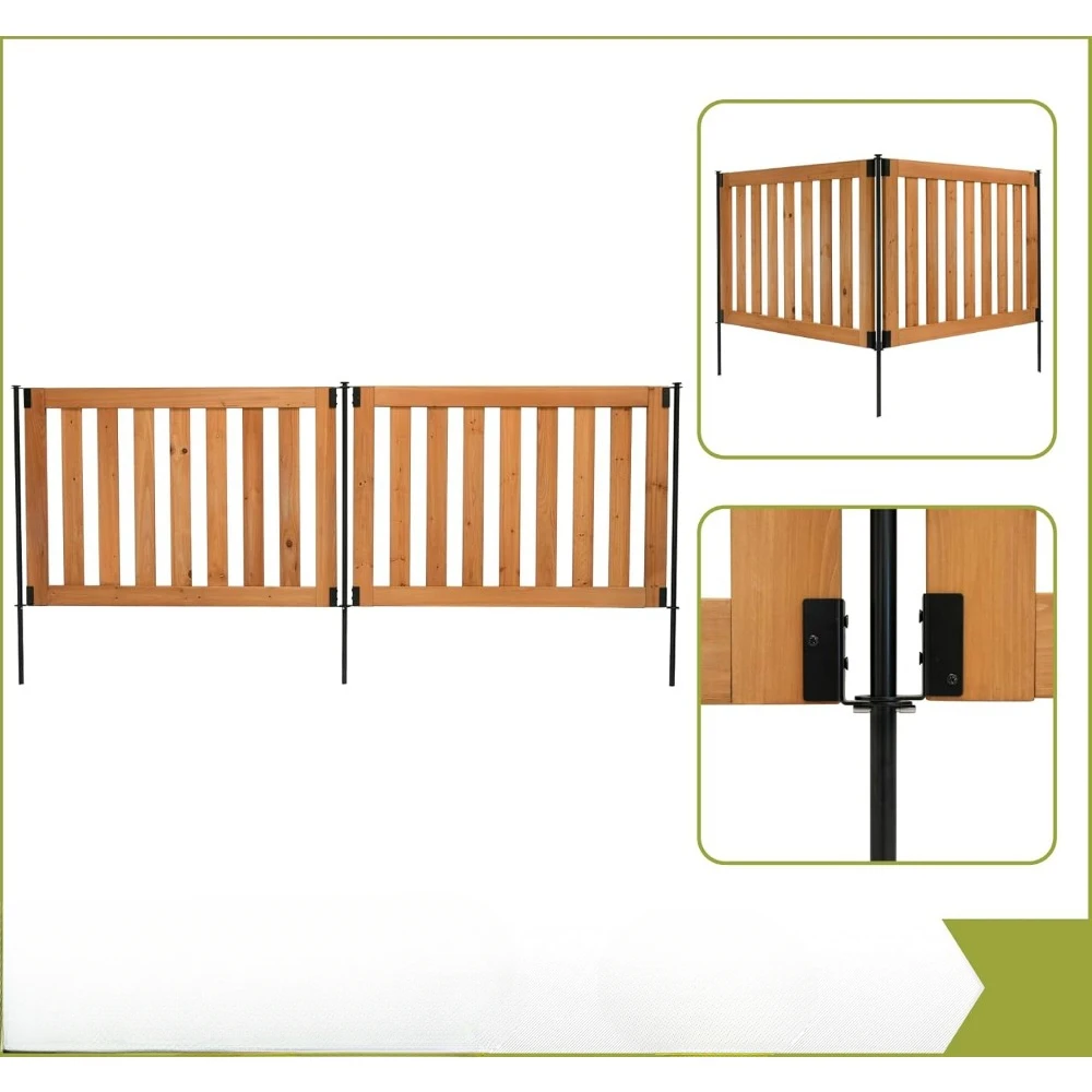 Kit di recinzione temporanea decorativa in legno, bordo di recinzione perimetrale da giardino, non c' è bisogno di scavare, 32 pollici di altezza x 48 pollici di larghezza, 2 pezzi