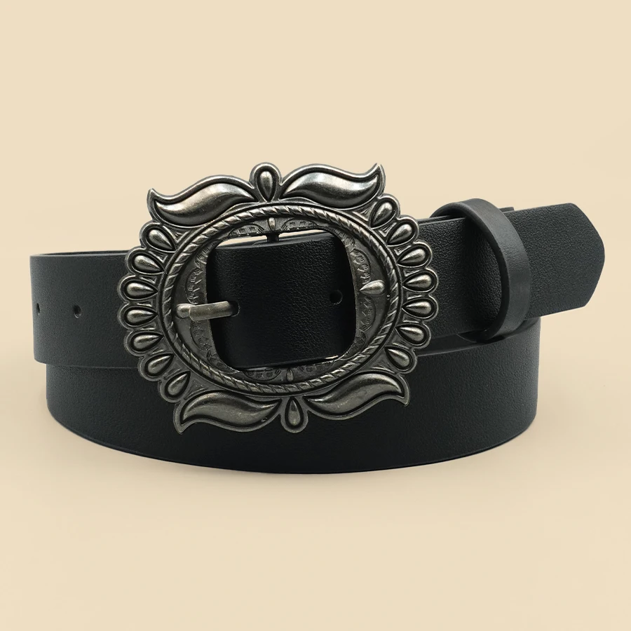 Black Carved Vintage Women's Belt - Summer Versatile, Perfect for Jeans, Dresses, Suits & Shirts, Ideal Gift