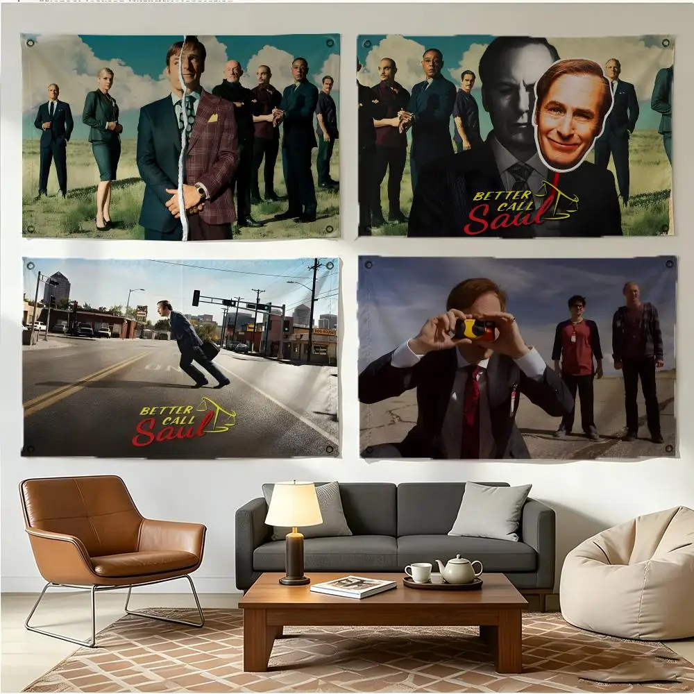 Tv Drama Better Call Saul Flags Four Ring Borderless Art Decor Indoor Outdoor Use Simple Hang And Install