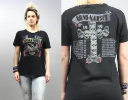 Vintage Guns N Roses 1989 American Concert Tour T-Shirt, Appetite For Destruction Double-Sided Rock'N Roll Tee, Medium