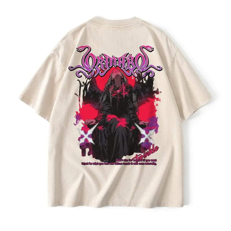 Loose Fit Oversize Distressed Washed T Shirt For Men Short Sleeve Summer High Quality 100%Cotton Hip Hop Tees 3D Print Camisetas