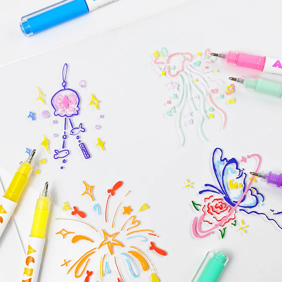 12 色/箱直接液体ハードヘッド高光沢アクリルマーカー、学生のノートの書き込み、DIY の絵画、落書きに適しています