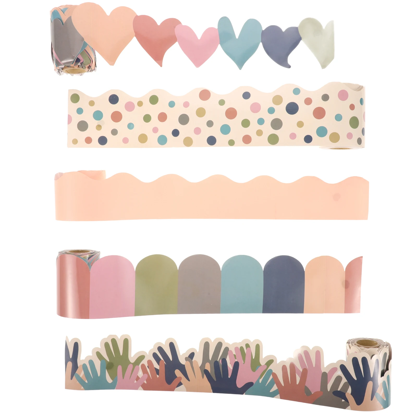 

5 Rolls Waterproof Bulletin Board Borders Stickers Decorative Trim Classroom Decor Spring Background Paper Adhesive
