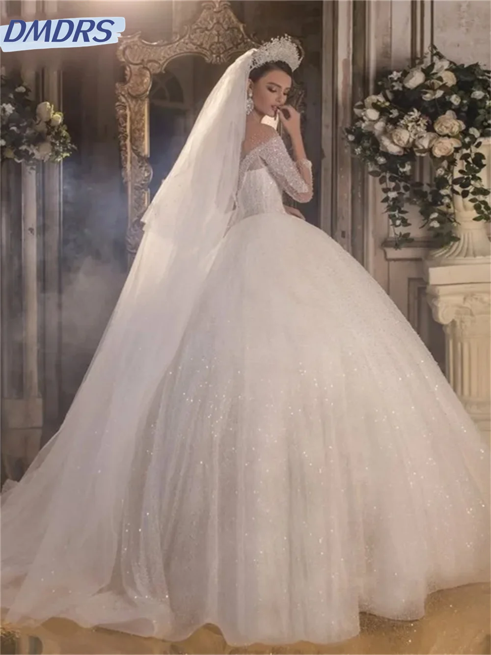 Vestido De Novia clásico De manga larga, encantador vestido De Novia con cuentas, romántico, corte en A, largo hasta el suelo, 2024