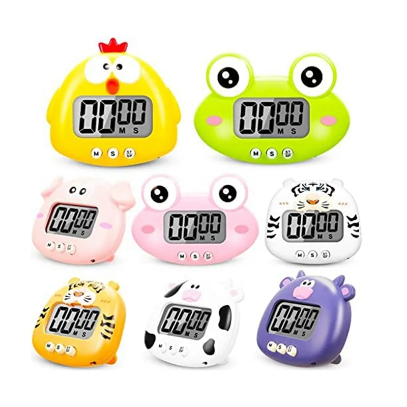 8 Pieces Animal Timer Cartoon Digital Kitchen Timer Countdown Timer Magnetic Timer Visual Timer for Kitchen Classroom