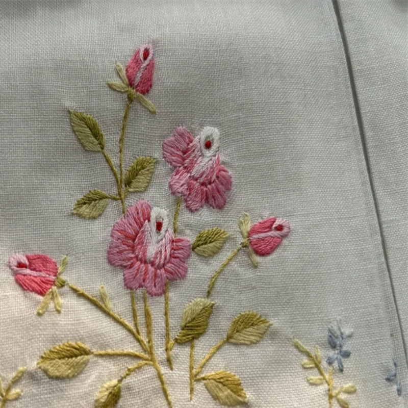 2 pezzi di commercio estero in cotone e lino americano retrò tessuto ricamato a mano divano asciugamano tovaglioli universali fazzoletto