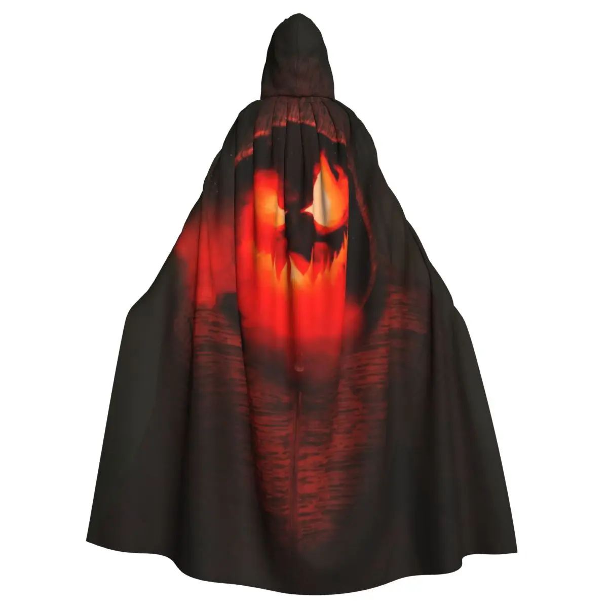 

Red and Orange Glowing Pumpkin Cloak for Halloween Horror Cosplay Unisex Adult Cloak with Hood Long Witch Costume Cosplay
