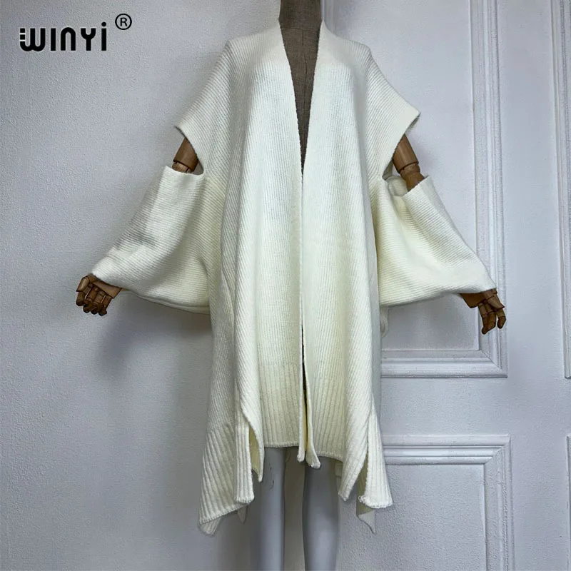 WINYI new Women Knitting elegant coat Catwalk Capes Autumn 2023 Female Fashion kimono Cloak winter clothes women cover-ups dress