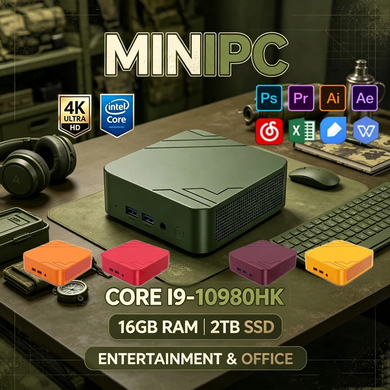 High Performance Colorful Mini PC Intel I9-10980HK Win11,16GB+2TB SSD,WiFi6 BT5.2,4K UHD for Gaming,Office Work & Video Creation