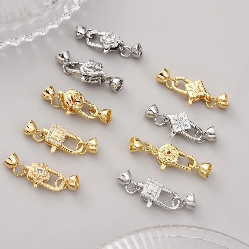 1 Piece Wholesale Double Lock Spring Press Necklace Bracelet Lobster Clasp Jewelry Accessories Pearl Link Clasp DlY Accessories