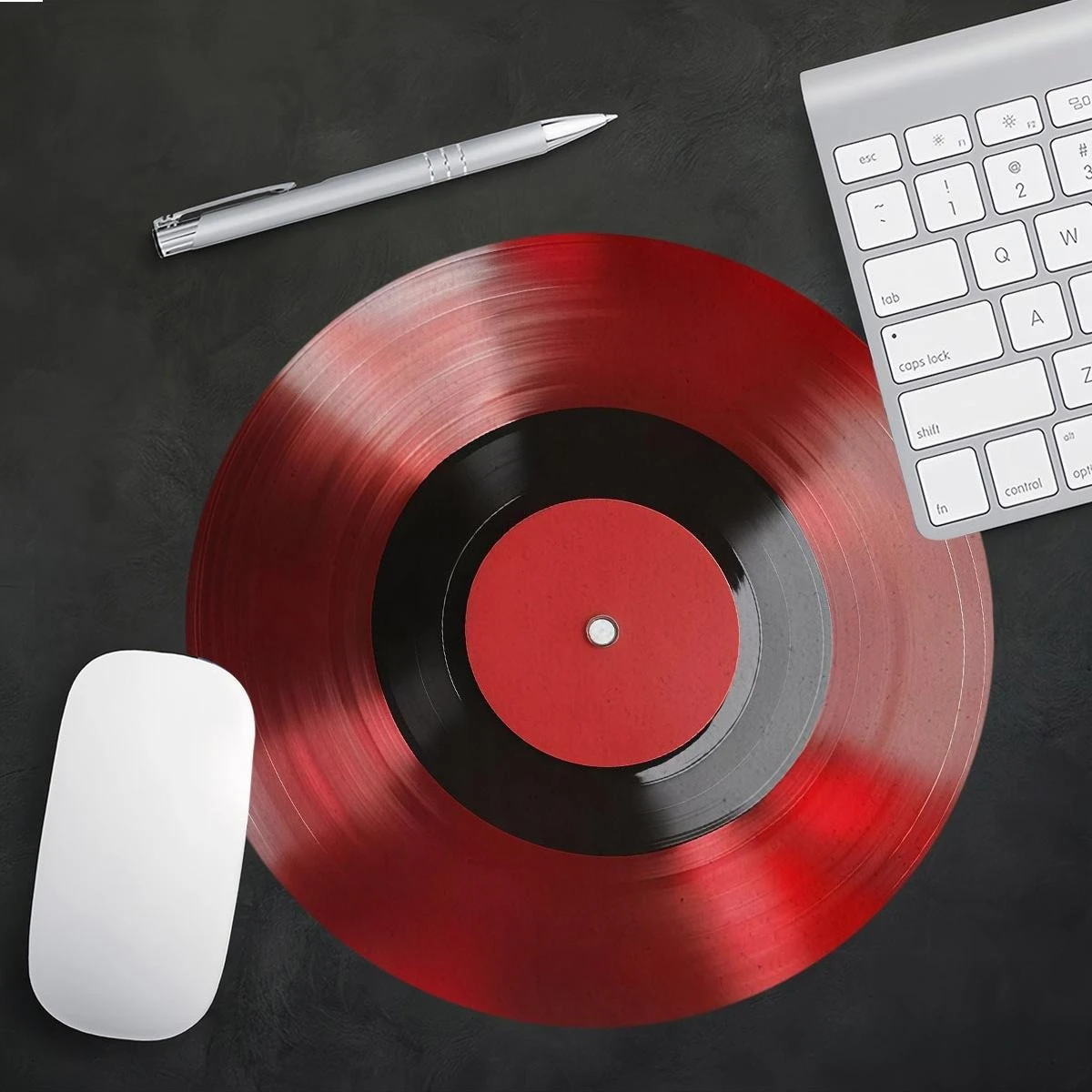Red Vinyl Record Style Mouse Pad Office Desktop Mousepad Desk Accessories Rug Computer Desk Mat Rug Mousepads Desk Decorating
