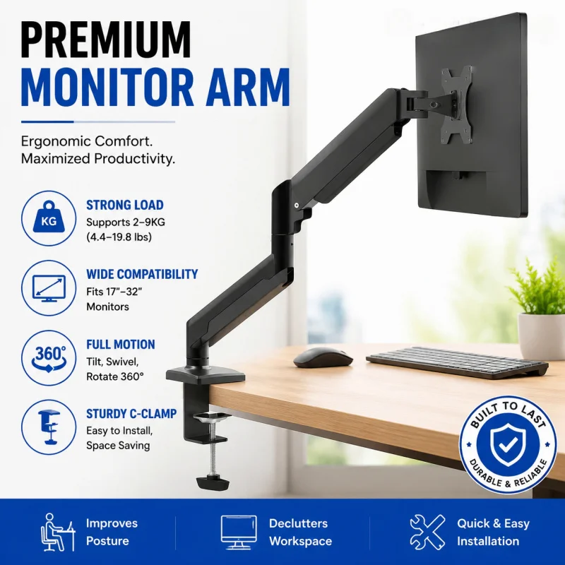 

Articulated Arm Monitor Holder Mount Desktop Full Motion Monitor Mechaal Spring Armnic Aluminum Support Monitor For Esports