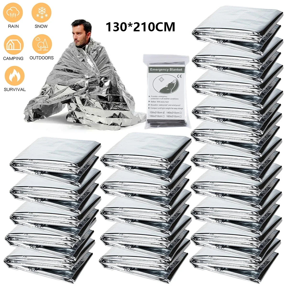 

1-3PCS Emergency Blanket Outdoor Survival First Aid Kit Windproof Insulation Lifesaving PET Foil Thermal Military Rescue Blanket