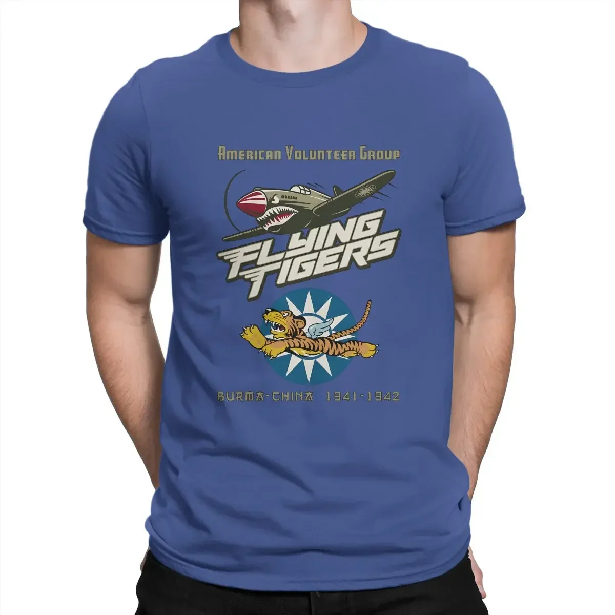 2025 new model Air Fighter Cotton Clothing Humorous Short Sleeve Crewneck Tees Graphic Printed Men AVG Flying Tigers T Shirt