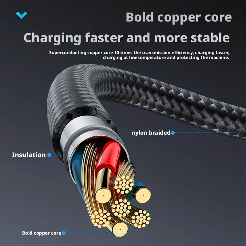 60 Вт мобильный телефон USB-C/Type-C 2-в-1 интерфейс для быстрой зарядки плетеный кабель для передачи данных, подходит для iphone Android и Huawei, Honor