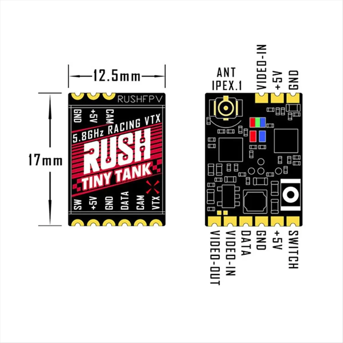 

Lovely！ RUSH TINY TANK Nano VTX 48CH 350mW Transmitter 5V Input W/ LED Expansion Board FPV Transmitter for FPV Racing
