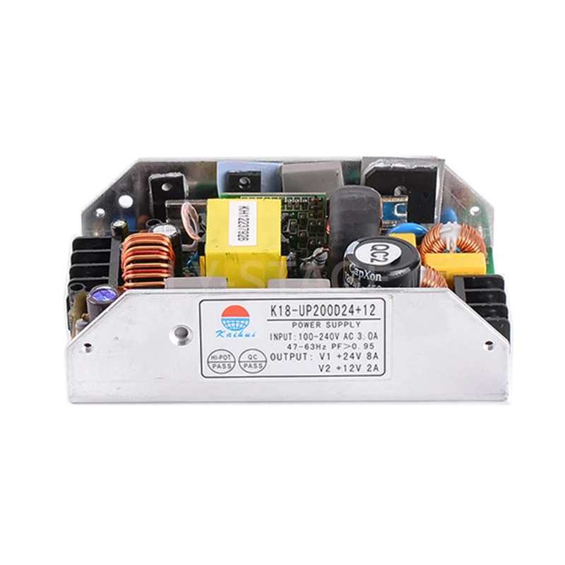 مصدر طاقة تنظيمي AC/DC مزدوج الإخراج +24+12V 200W