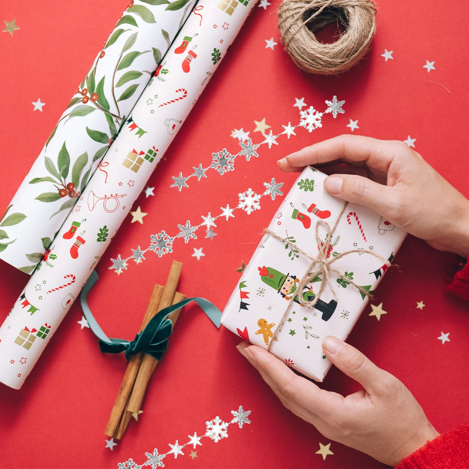 

1 Roll Christmas Tree Decoration Accessories Snowflake Bead Garland Plastic Chain For Wedding Xmas Decor Diy Craft Home Party