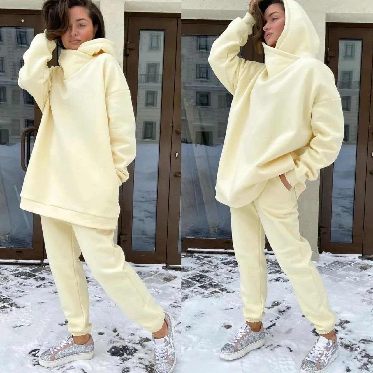 Fashion Women\'s Sweatshirt Two-piece Set Autumn Winter Casual Streetwear Loose Hoodie Sports Sweatpants Suit 2-piece Suit Woman