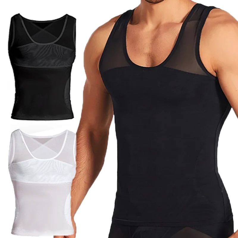 Men's Body Shaper Chest Slimming Tank Tops Body Shaper Chest Compression Vest Undershirts Shapewear Gym Workout Fitness Corsets
