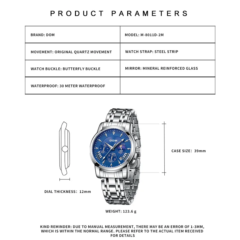 Men's Watches Top Brand Luxury Original Waterproof Quartz Watch for Man Gold Skeleton Style 24 Hour Day Night Wristwatch